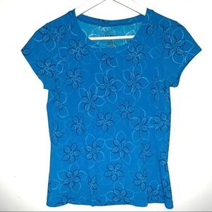 EUC L .L. Bean Floral Print Athletic Short Sleeve Top